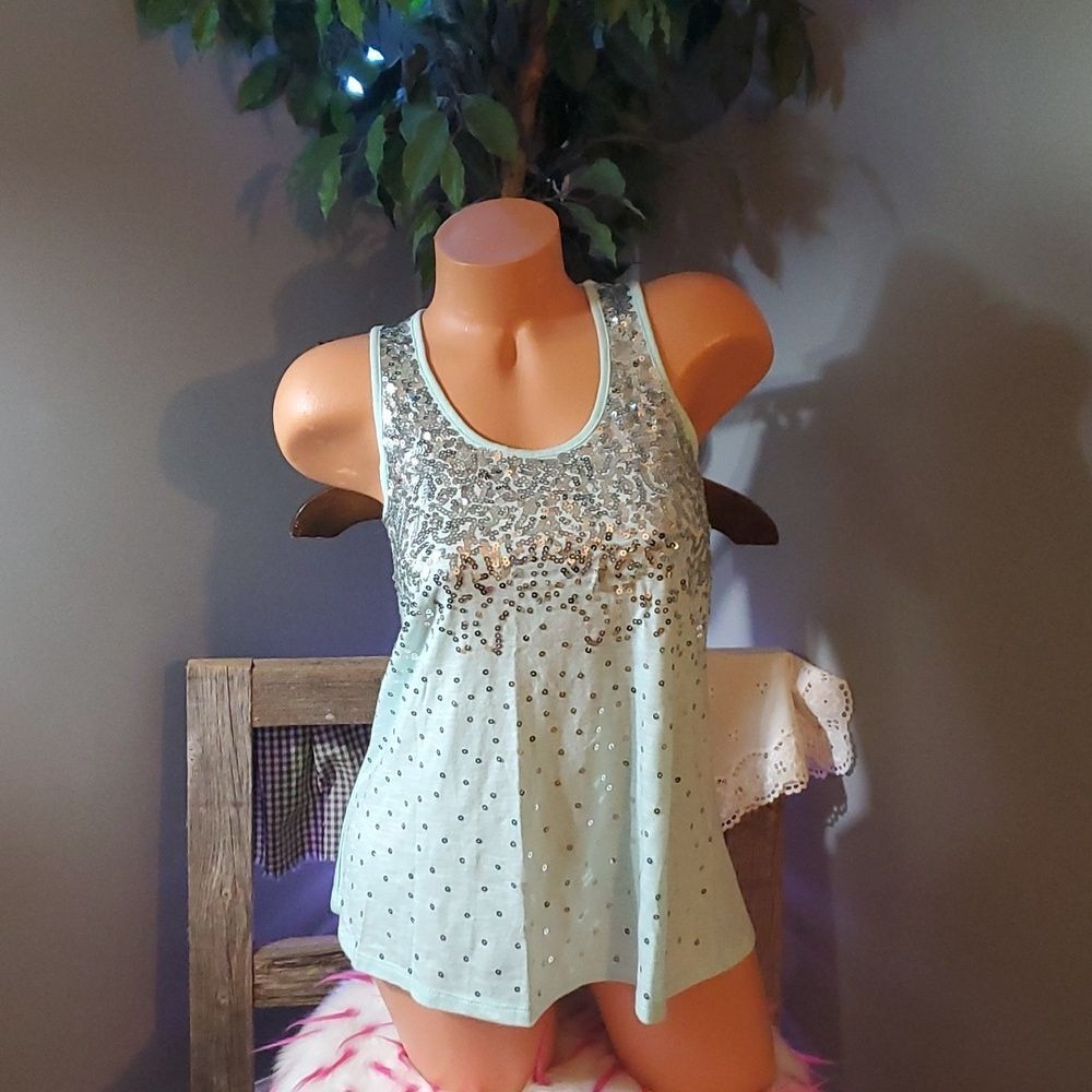 Vanity sequins t back tank top XS EUC